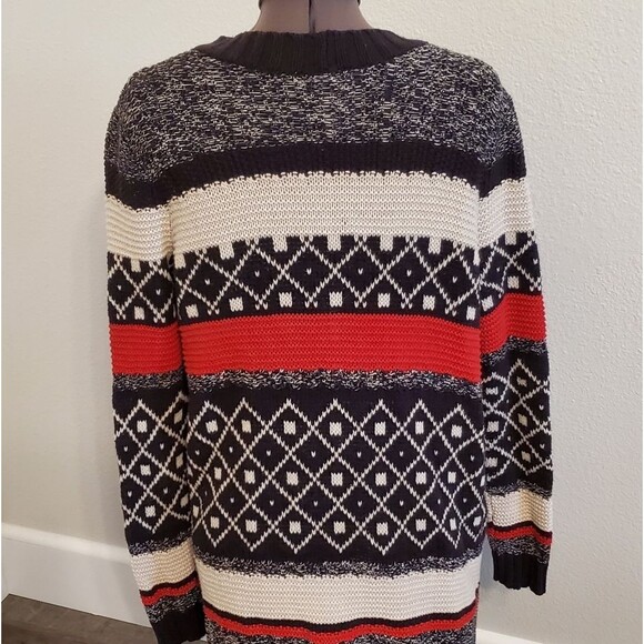 St Johns Bay Cardigan Women's Small Black Red Cream Sweater Coat Heavy Weight - Picture 4 of 6